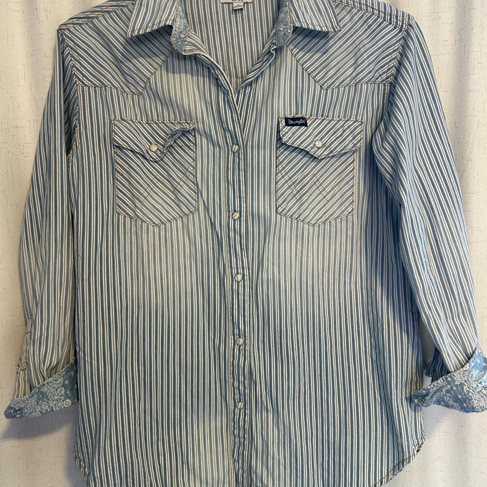 Wrangler retro oversized denim pearl snap